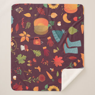 Herbstelemente, dunkler Hintergrund, Vintag Sherpadecke