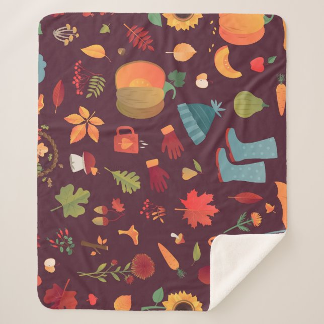 Herbstelemente, dunkler Hintergrund, Vintag Sherpadecke (Vorderseite)