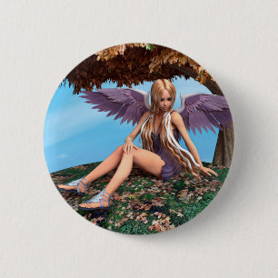 Herbstengel Wald-Fantasie-Kunst Button