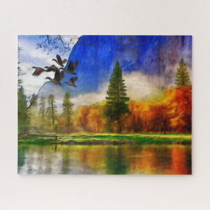 Herbstenten auf dem See Herbst-Jigsaw-Puzzle Puzzle
