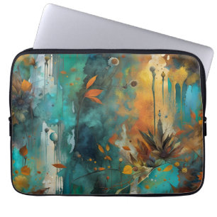 Herbsternte Aquamarine Rostgold Abstrakt Laptopschutzhülle