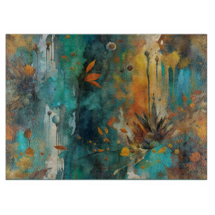 Herbsternte Aquamarine Rostgold Abstrakt Schneidebrett