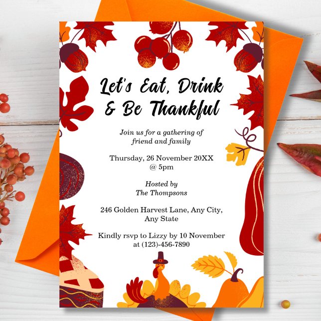 Herbsternte Erntedank Einladung (Autumn Harvest Thanksgiving Dinner Invitation)