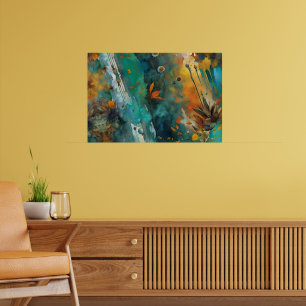 Herbsternte Farbe Aquamarin Rust Gold Abstrakt Poster