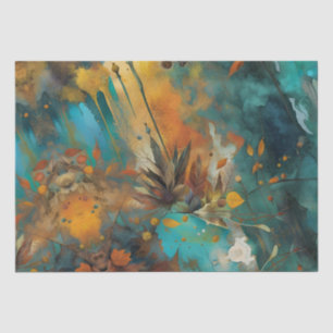 Herbsternte Farbe Aquamarin Rust Gold Abstrakt Seidenpapier