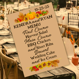 Herbsternte Hochzeit der Bauer Menükarte