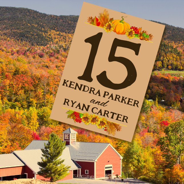 Herbsternte Hochzeit der Bauer Tischnummer (Von Creator hochgeladen)