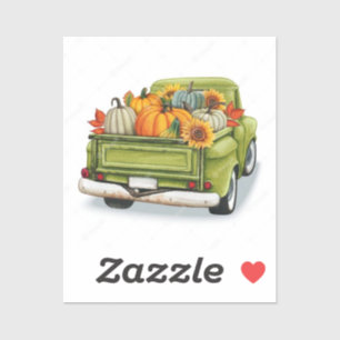 Herbsternte in einem grünen TruckSticker Aufkleber