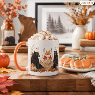 Herbsternte Kürbisse und Schwarzbären Natur Tasse