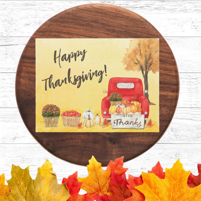 Herbsternte LKW Erntedank Business Postkarte (Spread warmth and gratitude this Thanksgiving season with our Holiday Red Fall Autumn Harvest Truck )