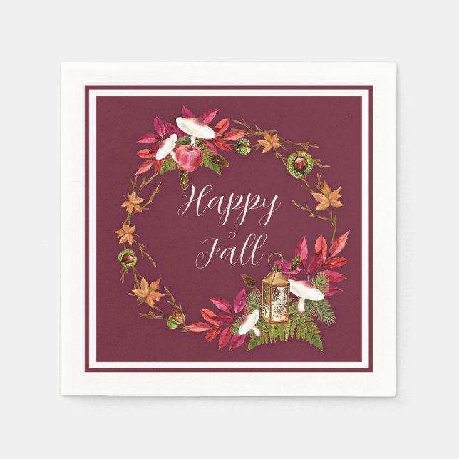 Herbsternte Natur mit anpassbarem Text  Serviette (Vorderseite)