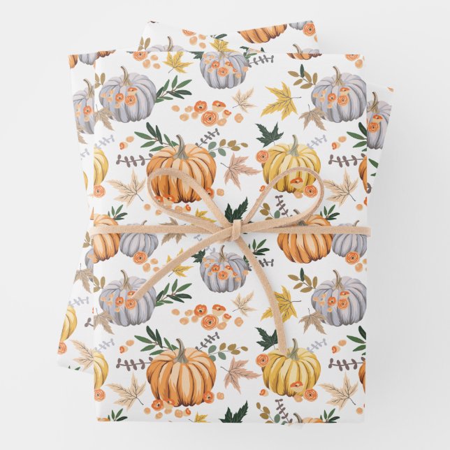 Herbsternte Pumpkin Erntedank Muster Geschenkpapier Set (Beispiel)