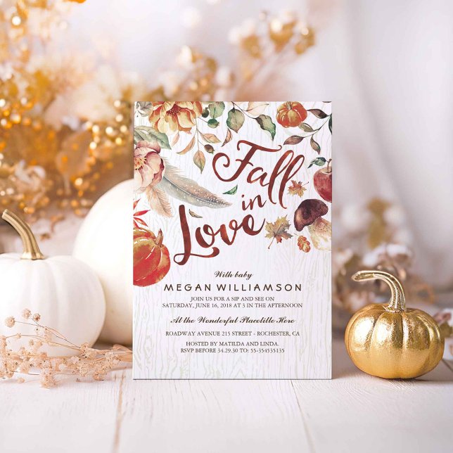 Herbsternte Pumpkindusche in der Liebe Einladung (Fall In Love Autumn Harvest Fall Inspired Baby Shower Invitations)