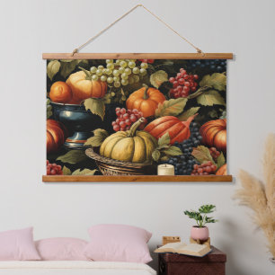 Herbsternte, Pumpkins, Wandteppich Mit Holzrahmen
