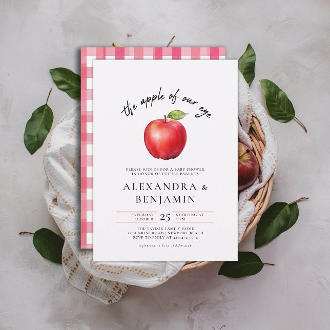 Herbsternte Rustikale moderne Apple Babydusche Einladung (harvest baby shower invitation coed couple fall autumn apple of our eye red gender neutral modern)