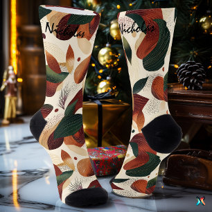 Herbsternte-Socken in Creme, Rostrot und Grün Socken