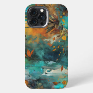 Herbsternte Türkis Rost Gold Abstrakt iPhone 13 Pro Max Hülle