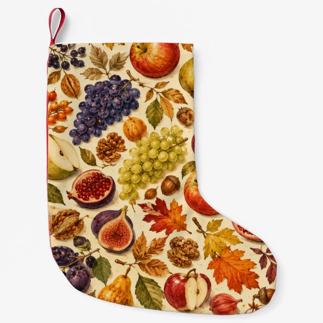 Herbsternte Wasserfarbenmuster  Kleiner Weihnachtsstrumpf (Vorderseite)