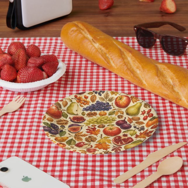 Herbsternte Wasserfarbenmuster  Pappteller (Picknick)