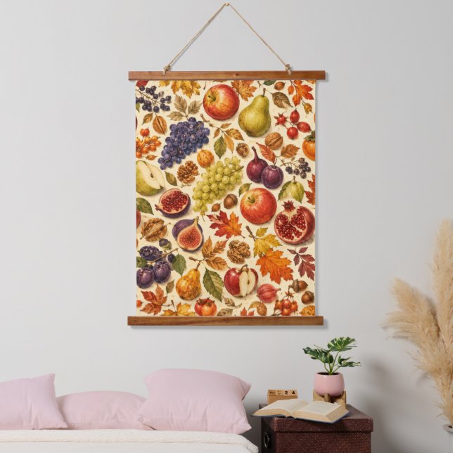 Herbsternte-Wasserfarbmuster  Wandteppich Mit Holzrahmen (Schlafzimmer)