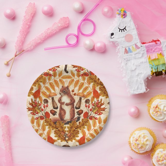 Herbstfalke auf Weiß Pappteller (Party)