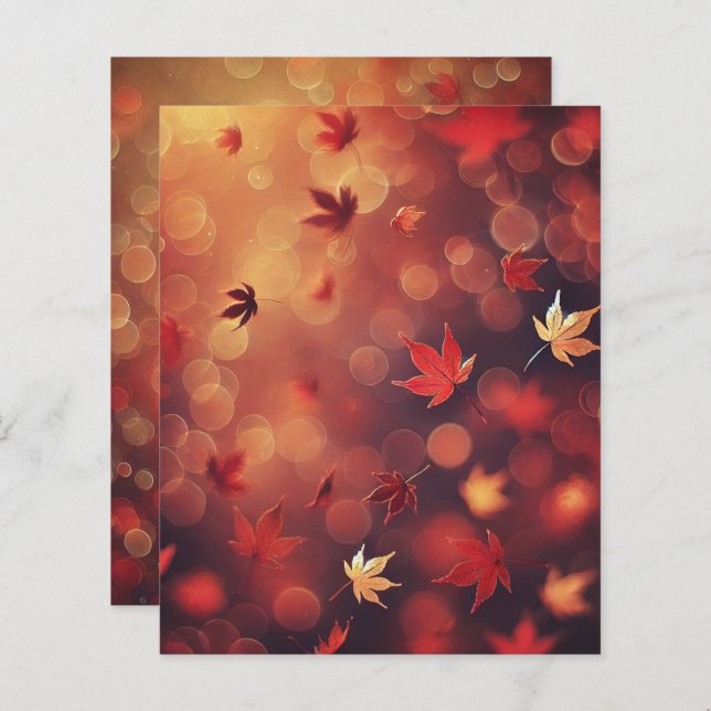 Herbstfall Ahorn Blätter Bokeh Scrapbook Paper (Vorne/Hinten)