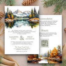 Herbstfall Bergwald QR-Code Hochzeit