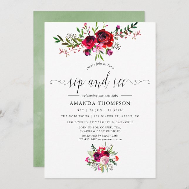 Herbstfall Blumensippe und Siehe Einladung (Vorne/Hinten)