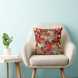 Herbstfall Eichhörnchen Leaf Pilz Acorn Burgund Kissen