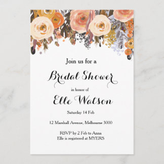 Herbstfall Floral Chic Bridal Dusche Einladung