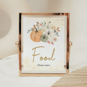 Herbstfall Floral Pumpkin Baby Dusche Nahrung Poster