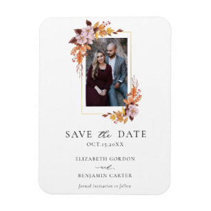Herbstfall florales Foto Elegantes Skript Botanisc Magnet