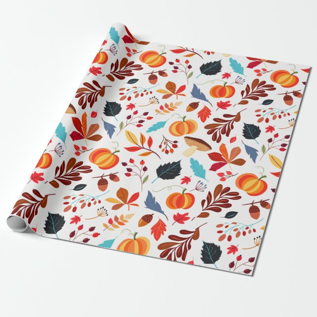 Herbstfall Foliage Pumpkin Holiday Thema Geschenkpapier (Ungerollt)