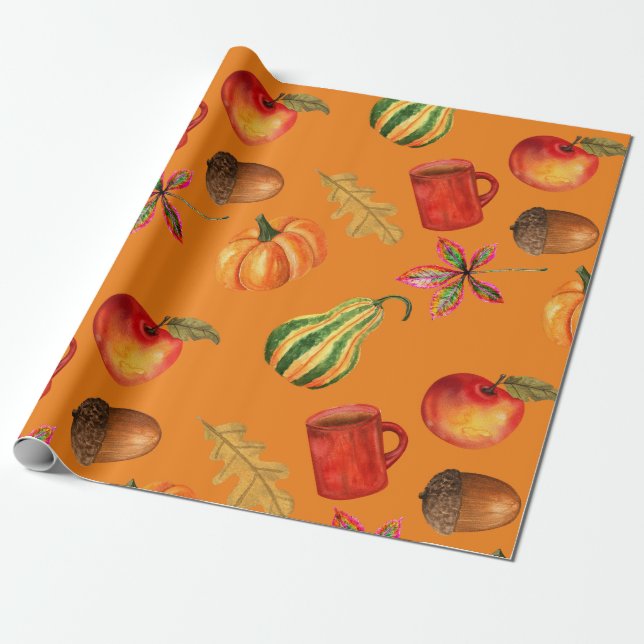 Herbstfall Halloween Pumpkin Gewürzrost Orange Geschenkpapier (Ungerollt)