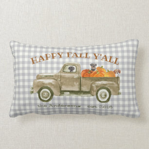 Herbstfall Hunde und Kürbis in den alten Lieferwa Lendenkissen