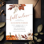 Herbstfall im Liebe Blumenkürbis Brautparty Einladung<br><div class="desc">Moderne florale botanische und Kürbischic Herbst in Liebe Braudusche Einladung mit einer trendigen Handschrift Kalligraphie Drehbuch.       Geeignet für Herbst Herbst Garten Hinterhof Brautparty Party.</div>