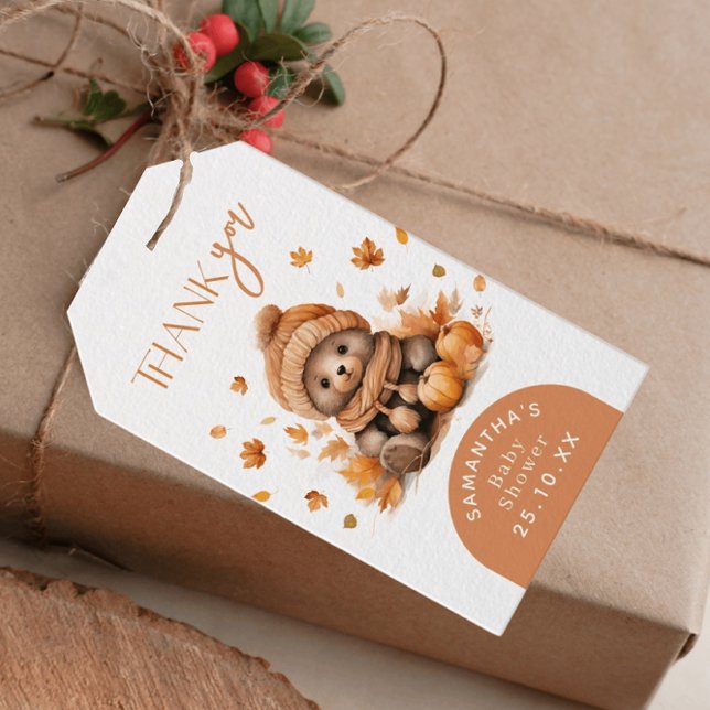 Herbstfall Kleiner Teddybär Pumpkin in der Liebe Geschenkanhänger (Von Creator hochgeladen)