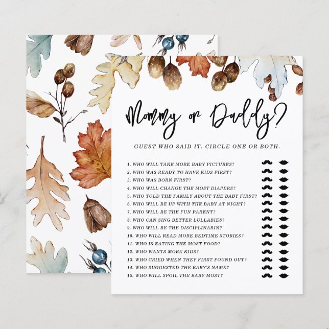 Herbstfall Mommy oder Daddy Baby Shower in der Lie (Vorne/Hinten)