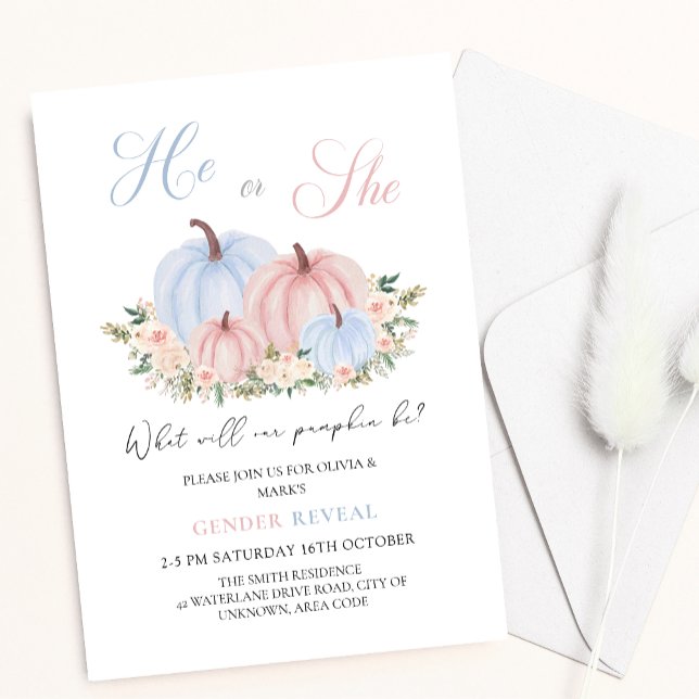 Herbstfall Pumpkin Baby Gender Reveal Einladung (Von Creator hochgeladen)
