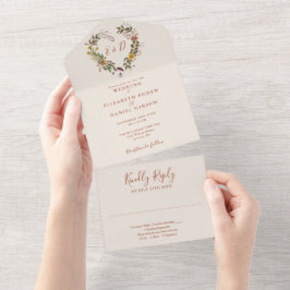 Herbstfall Rustikale Blumenhochzeit All In One Einladung