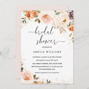 Herbstfall Wasserfarbe Blume Brautparty Einladung