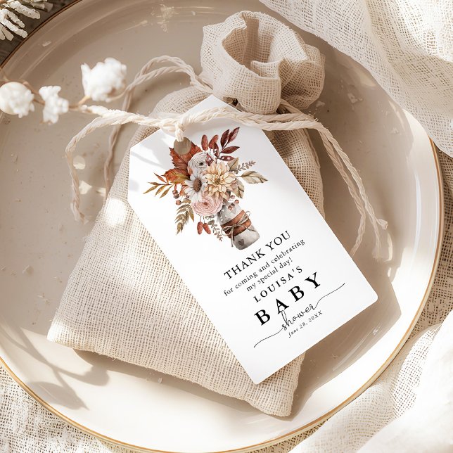 Herbstfall Wasserfarbe Blütendusche Danke Geschenkanhänger (Von Creator hochgeladen)