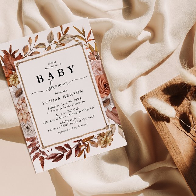 Herbstfall Wasserfarben Blütendusche Einladung (Von Creator hochgeladen)