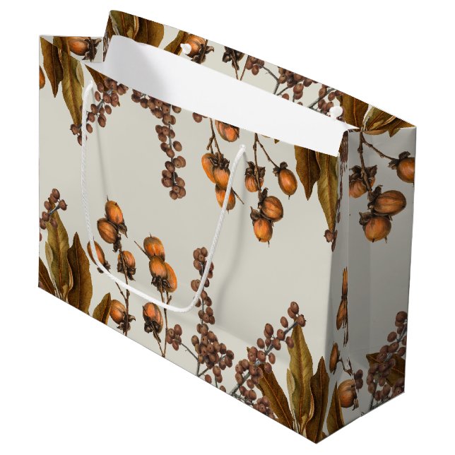 Herbstfall Wasserfarbenfolien-Blätter Große Geschenktüte (Vorderseite Schrägansicht)