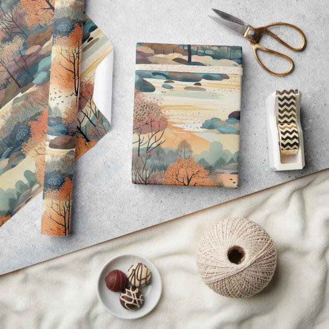 Herbstfallen Farbige Bäume Nr. 3 Geschenkpapier (Kunsthandwerk)