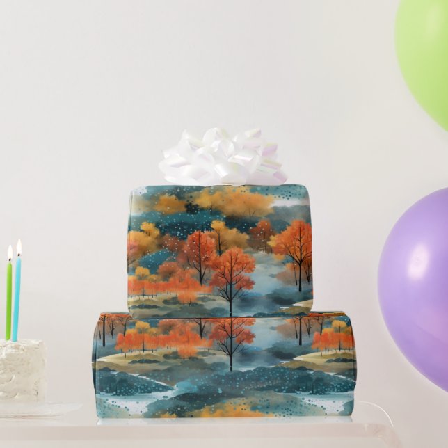 Herbstfallen Farbige Bäume Nr. 4 Geschenkpapier (Partygeschenke)