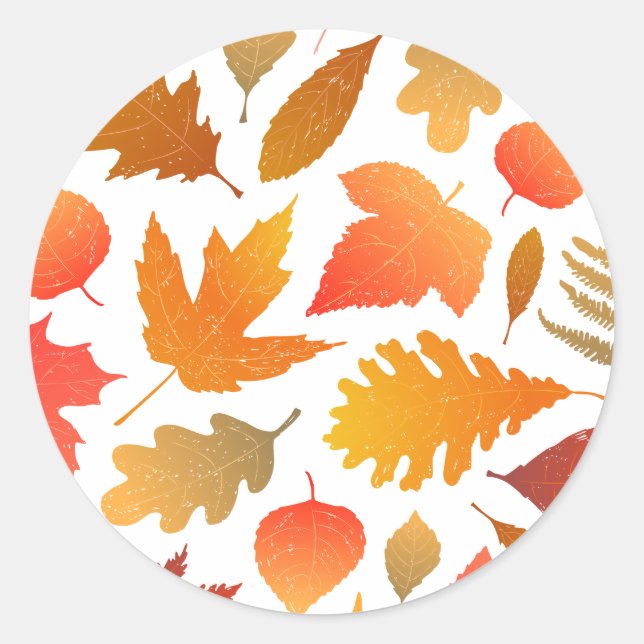 Herbstfallen - Gemütliches Leaf-Muster Runder Aufkleber (Vorderseite)