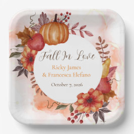 Herbstfallen in der Liebe Pumpkin Hochzeit Verlobu Pappteller