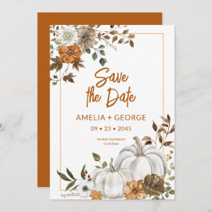 Herbstfallen Pumpkin Blumenrahmen Einladung