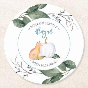 Herbstfallen und siehe Tabellendekore Herbst Runder Pappuntersetzer